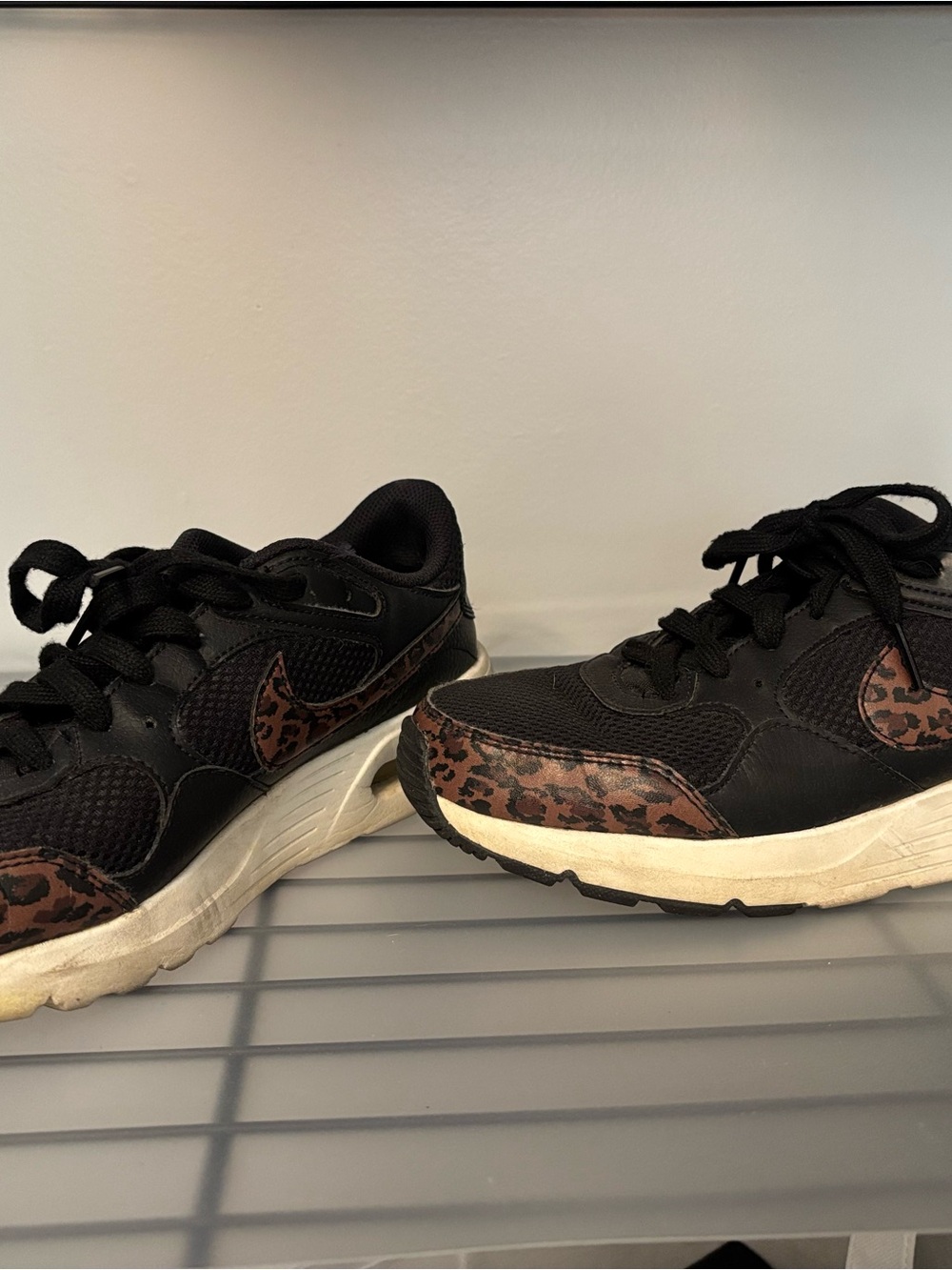Women’s Nike air Black Sneakers with Leopard Print